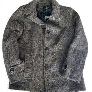 London Fog Sz M Women's Black Herringbone Button Down Wool Pea Coat